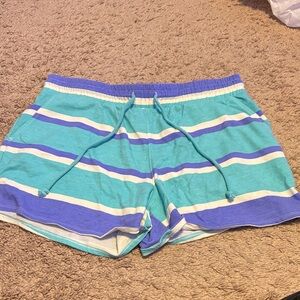 Wildfox Aqua, Purple & White Striped Lounge Shorts